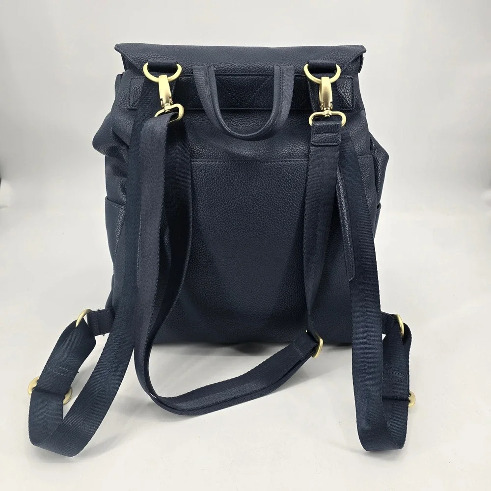 Freshly Picked Classic II Navy Blue Diaper Bag Backpack Gold Hardware Changing